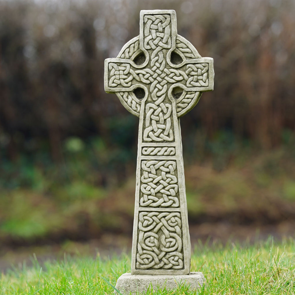 XL Celtic Cross Stone Statue on Base