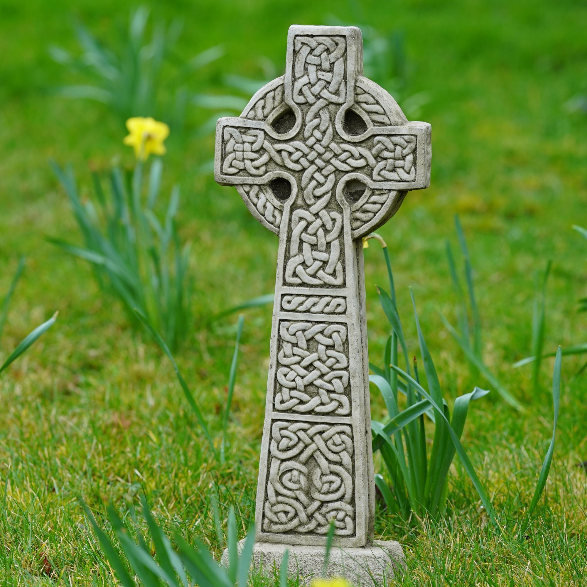 XL Celtic Cross Stone Statue on Base
