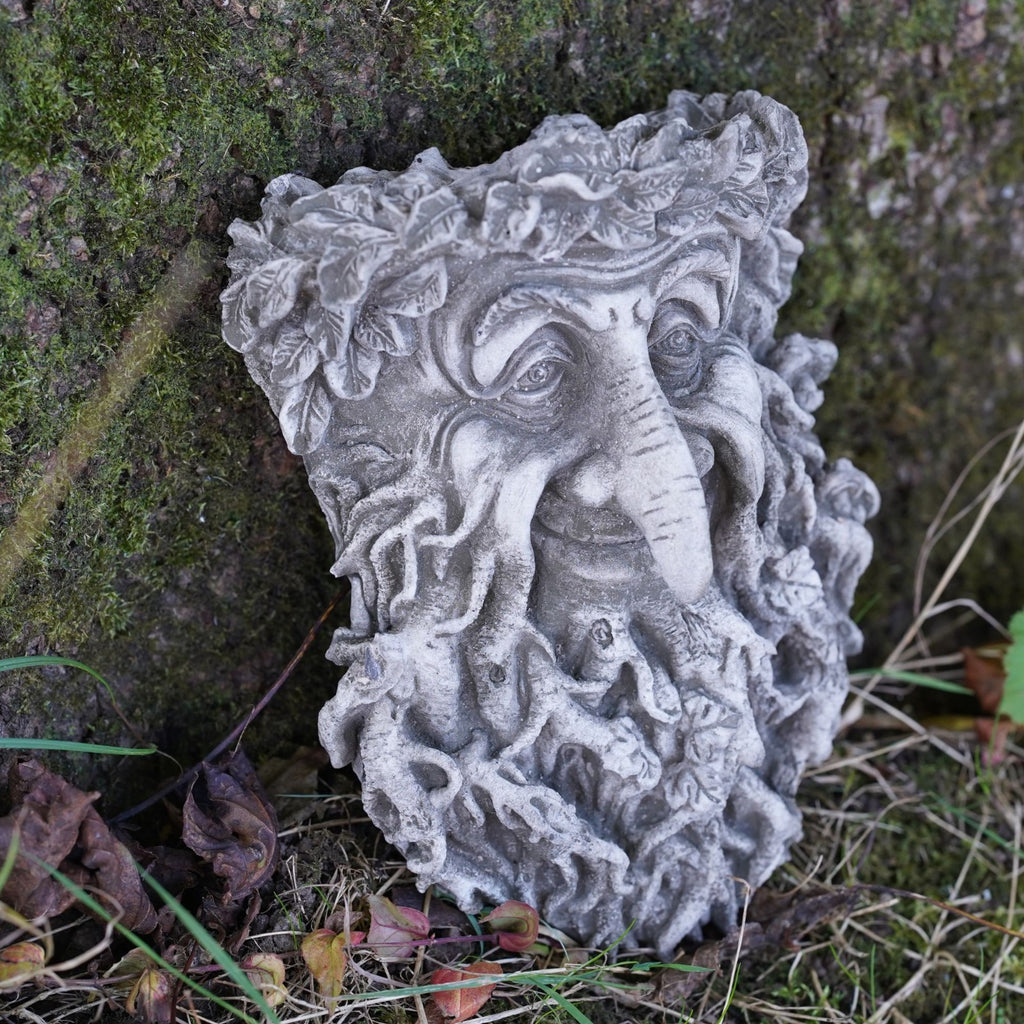 Greenman Bird Feeder Stone Statue