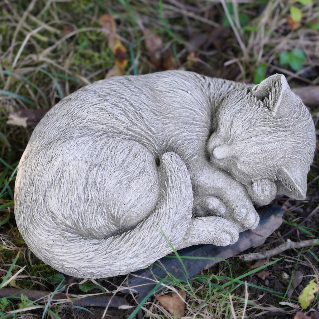 Large Sleeping Cat Stone Statue