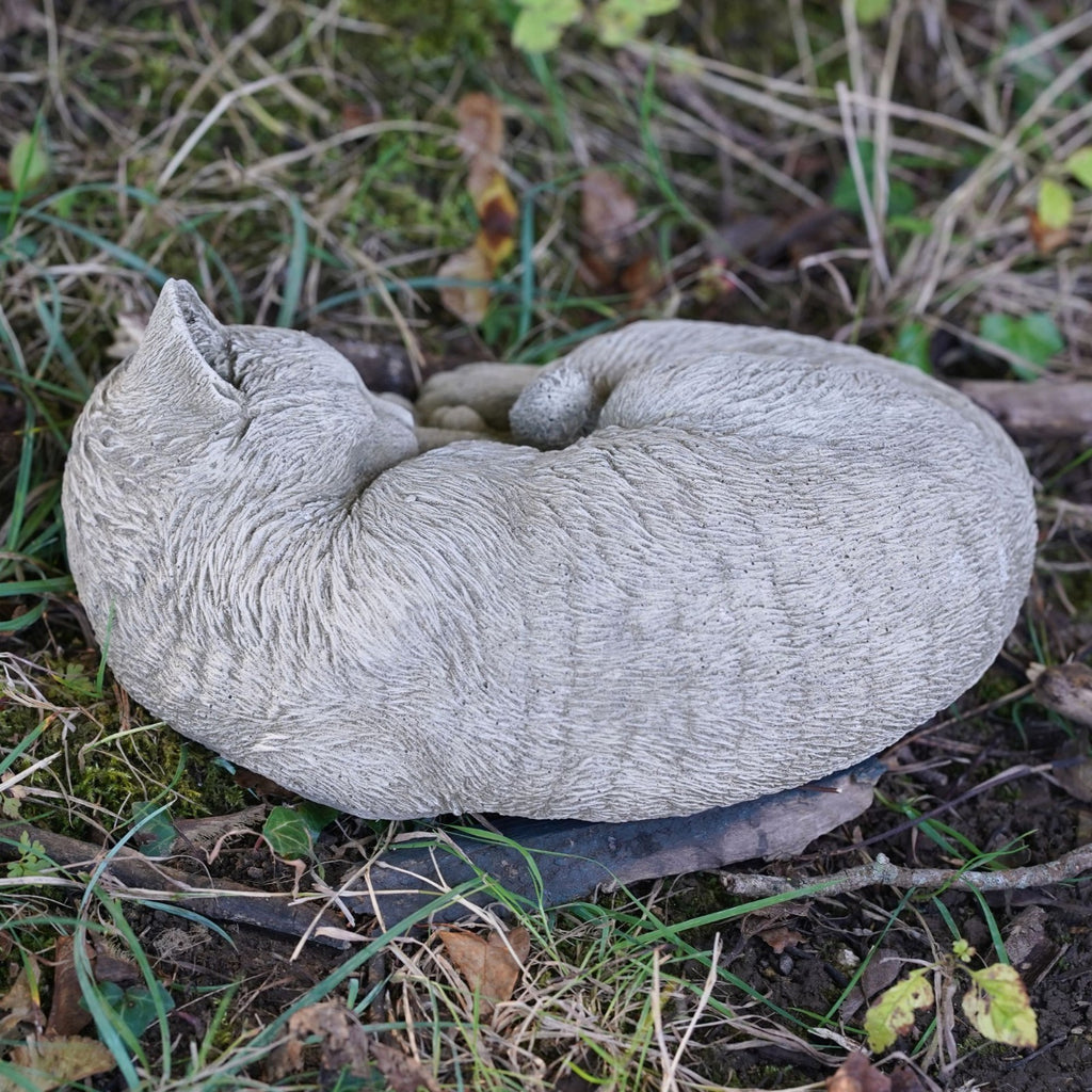 Large Sleeping Cat Stone Statue