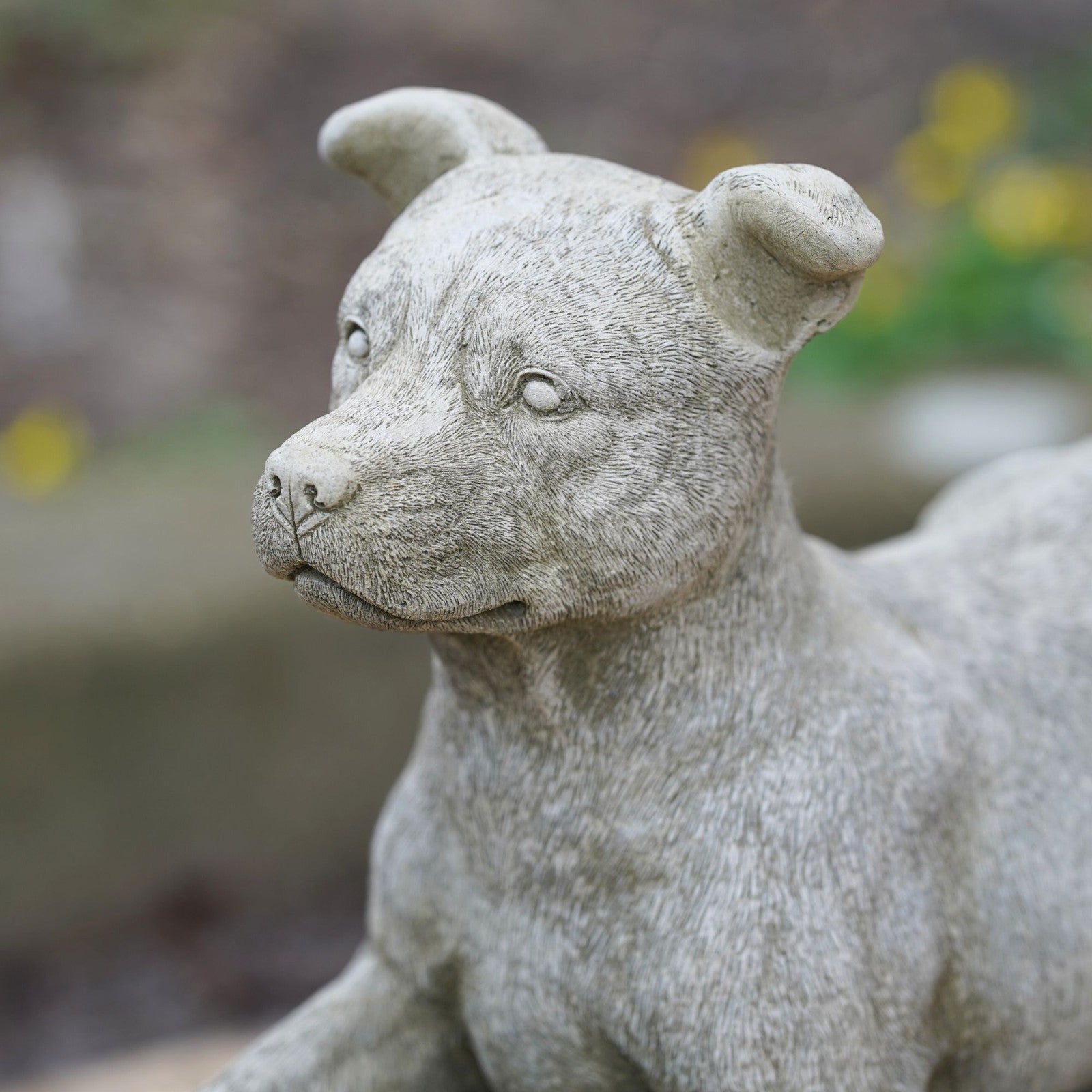 Laying Staffie Stone Statue