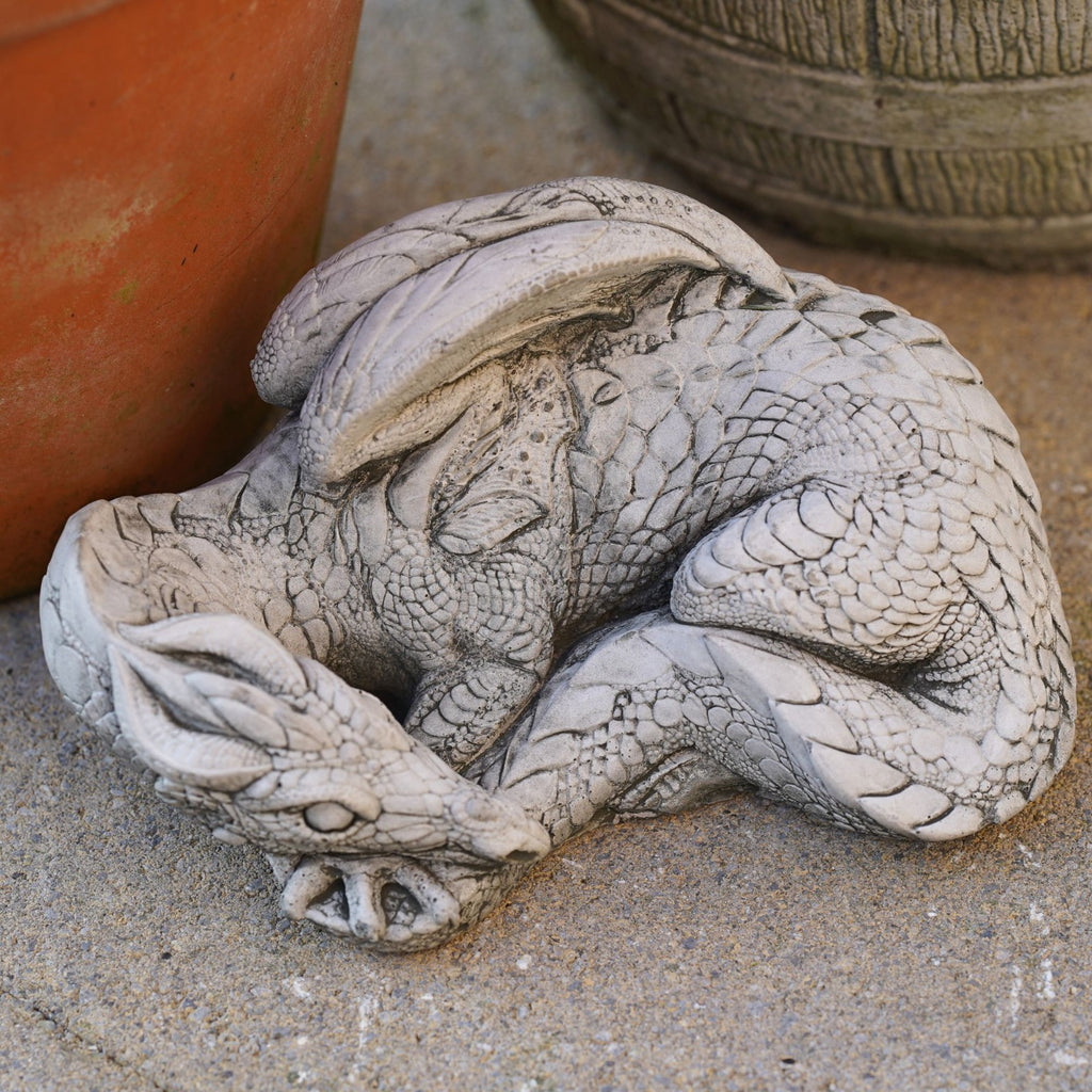 Set of 2 Stone Dragon Garden Ornaments