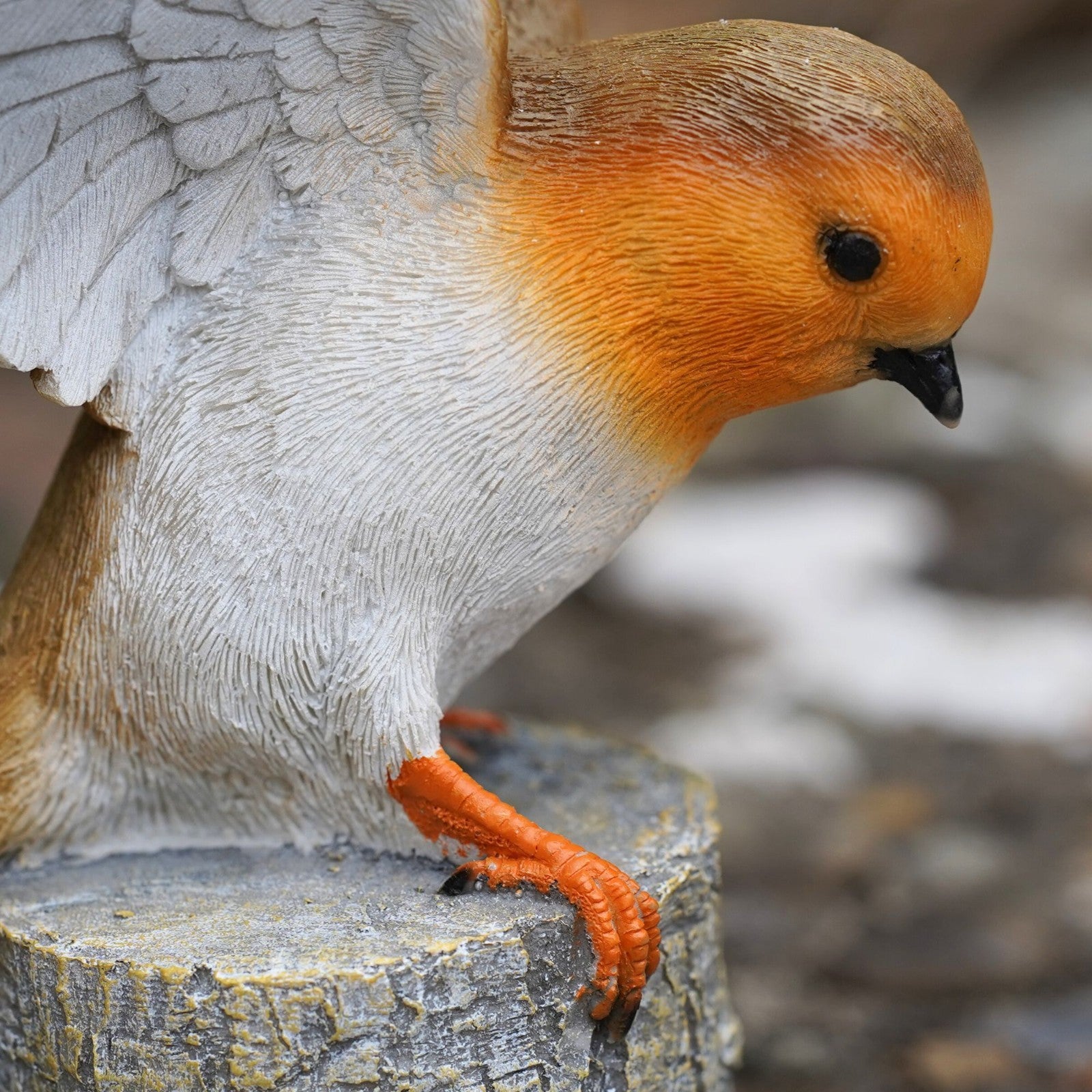 Winged Robin Resin Statue | British Bird Sculpture