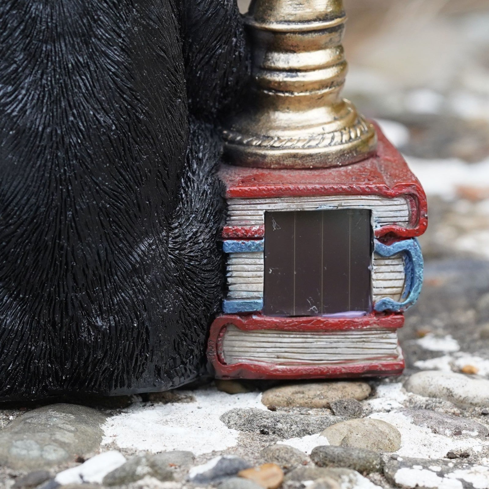 Reading Monkey Solar Light Resin Sculpture