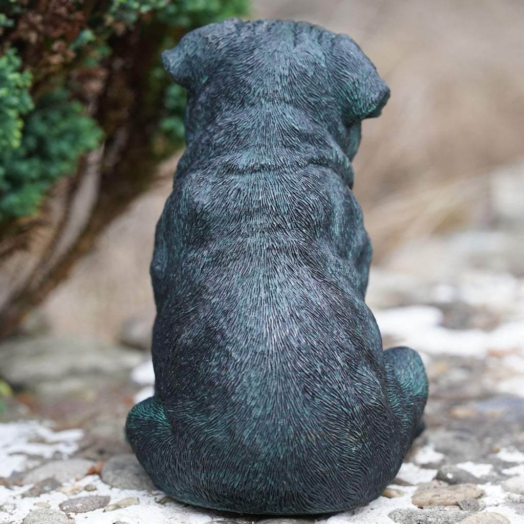 Sitting Pug Resin Puppy Dog Statue | Bronze Finish