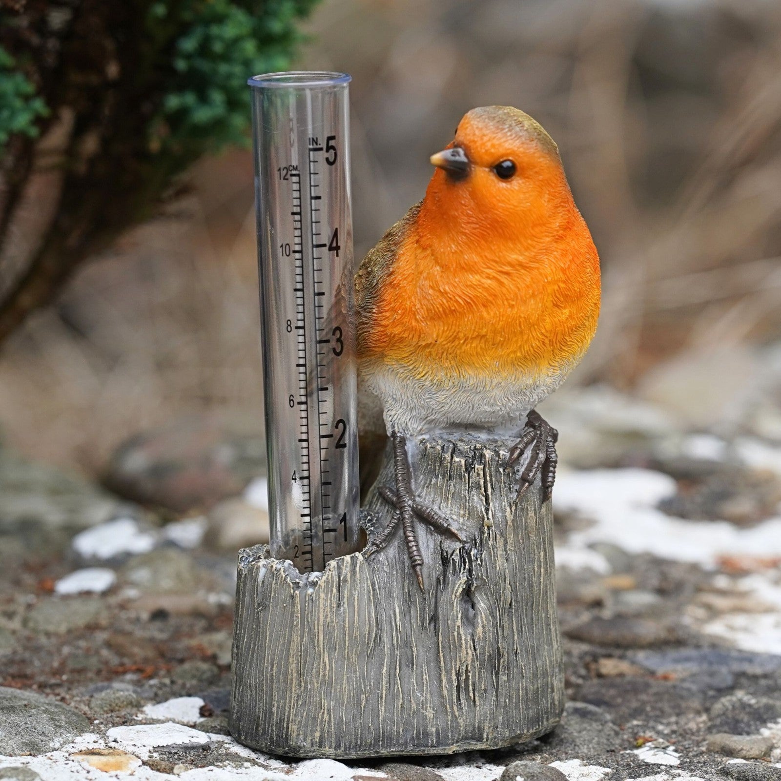 Robin Rain Gauge Resin Ornament
