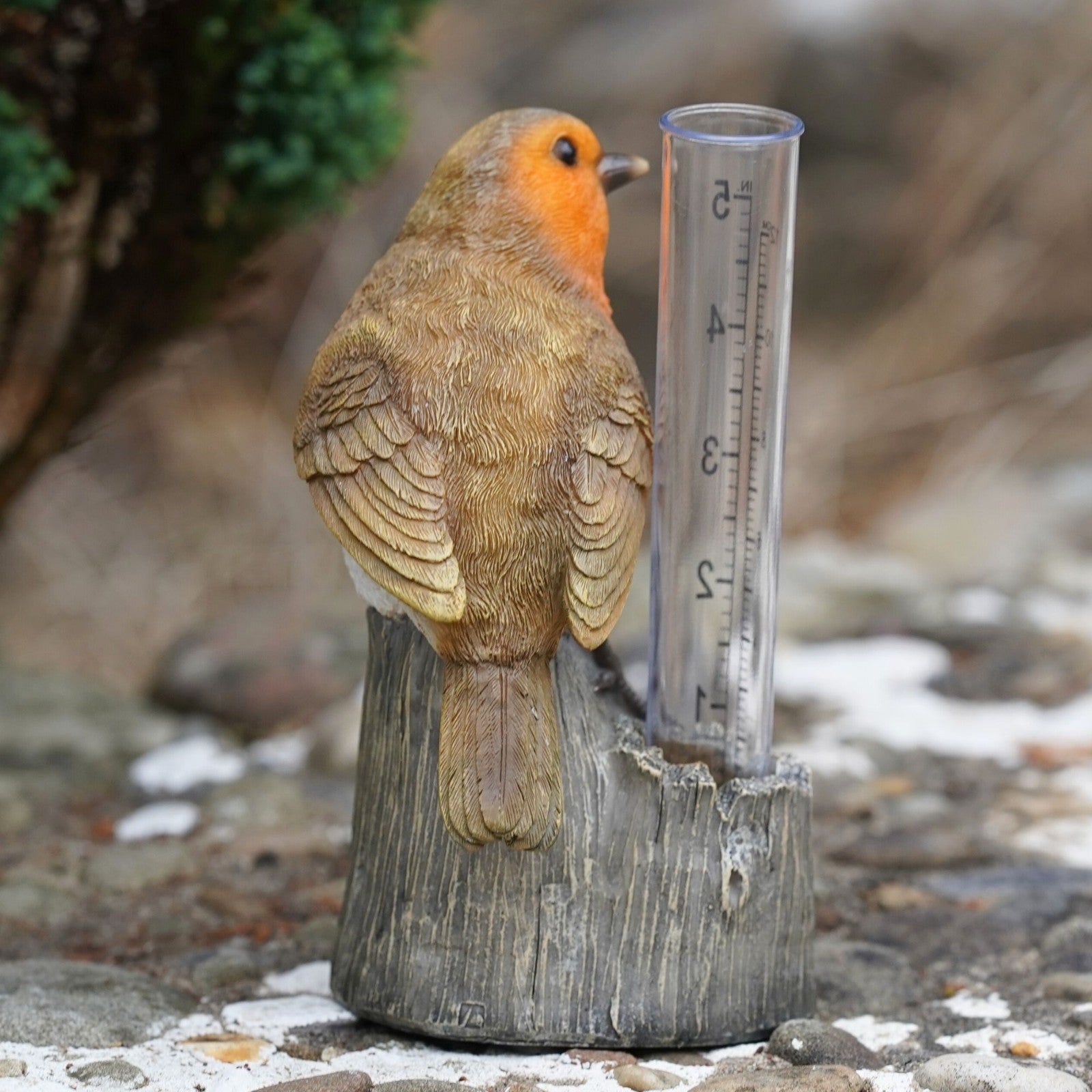 Robin Rain Gauge Resin Ornament