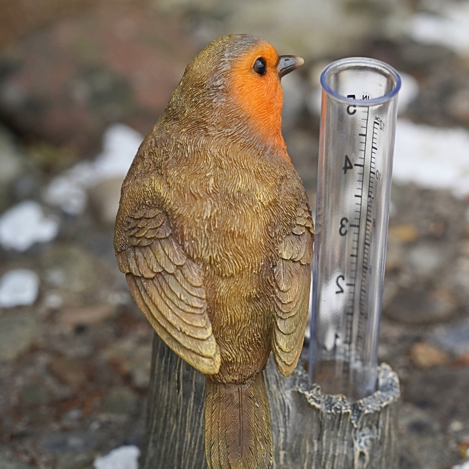 Robin Rain Gauge Resin Ornament
