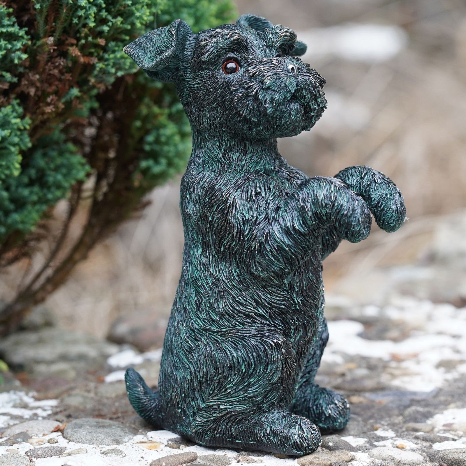 Begging Terrier Resin Puppy Dog Statue | Bronze Finish