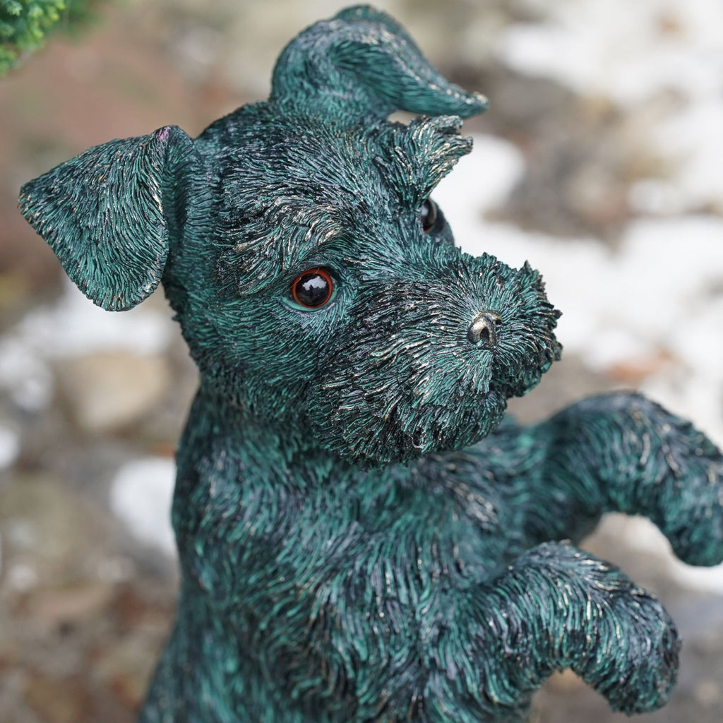 Begging Terrier Resin Puppy Dog Statue | Bronze Finish