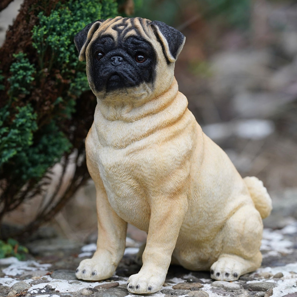 Blonde Pug Resin Dog Statue