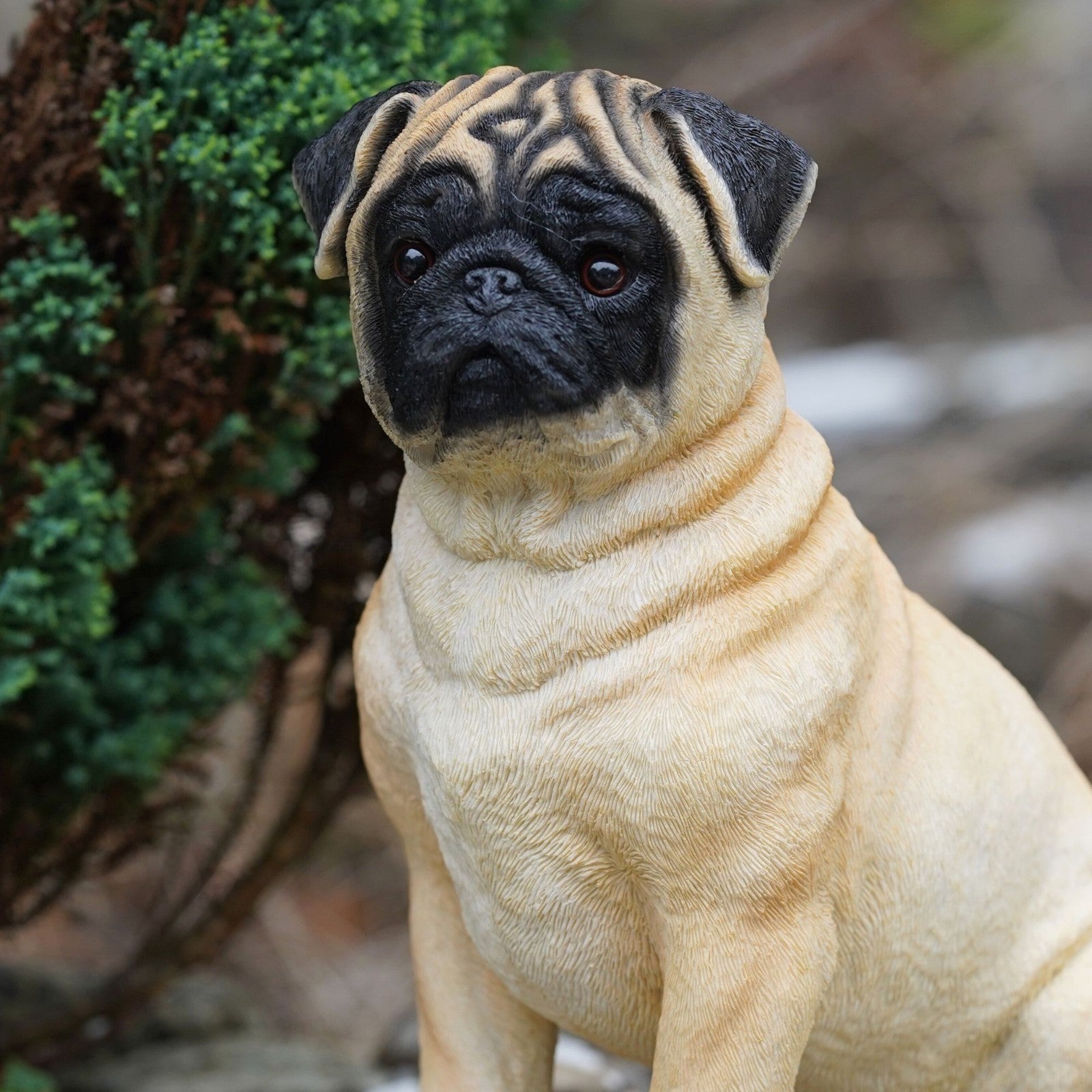 Blonde Pug Resin Dog Statue