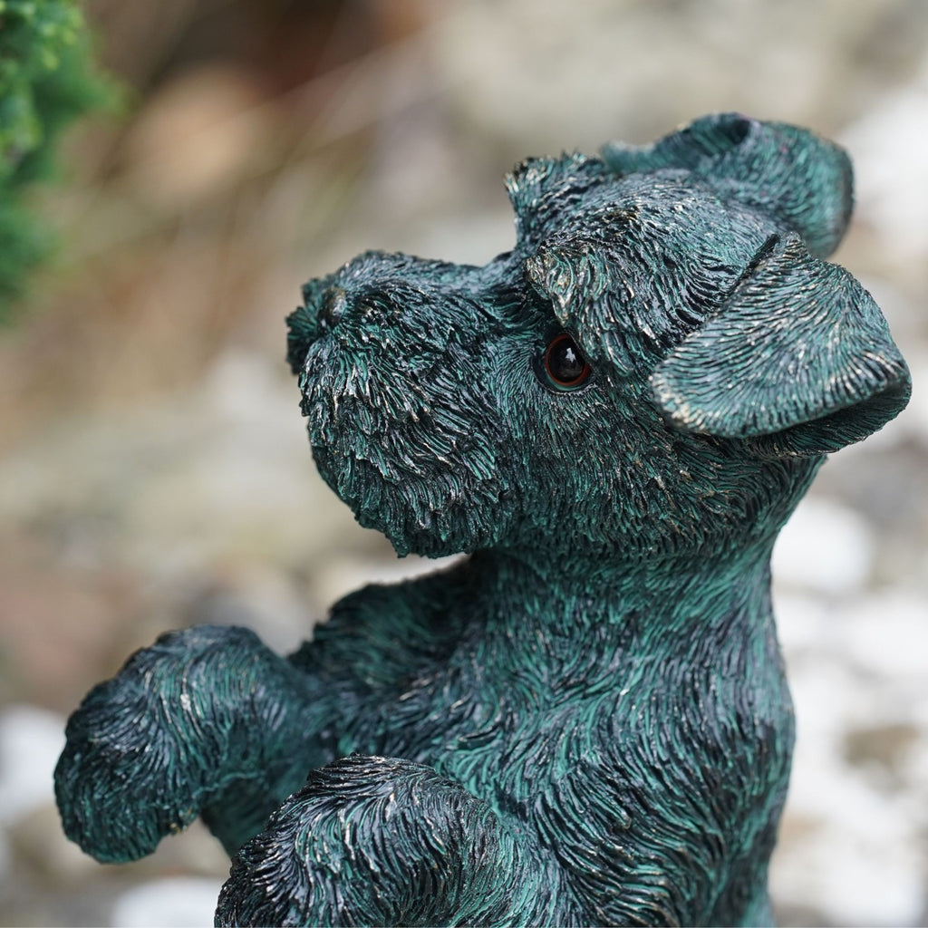 Begging Terrier Resin Puppy Dog Statue | Bronze Finish