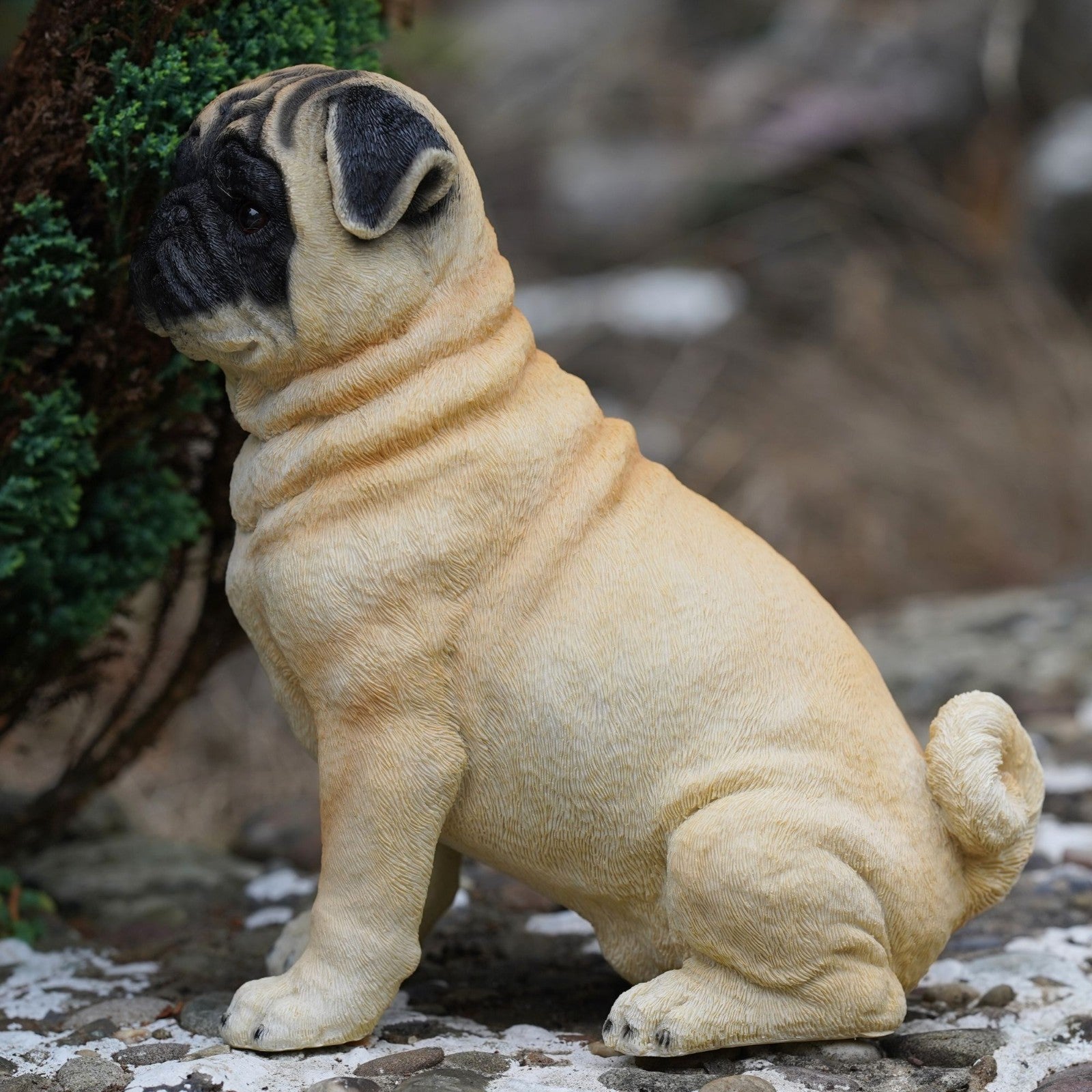 Blonde Pug Resin Dog Statue