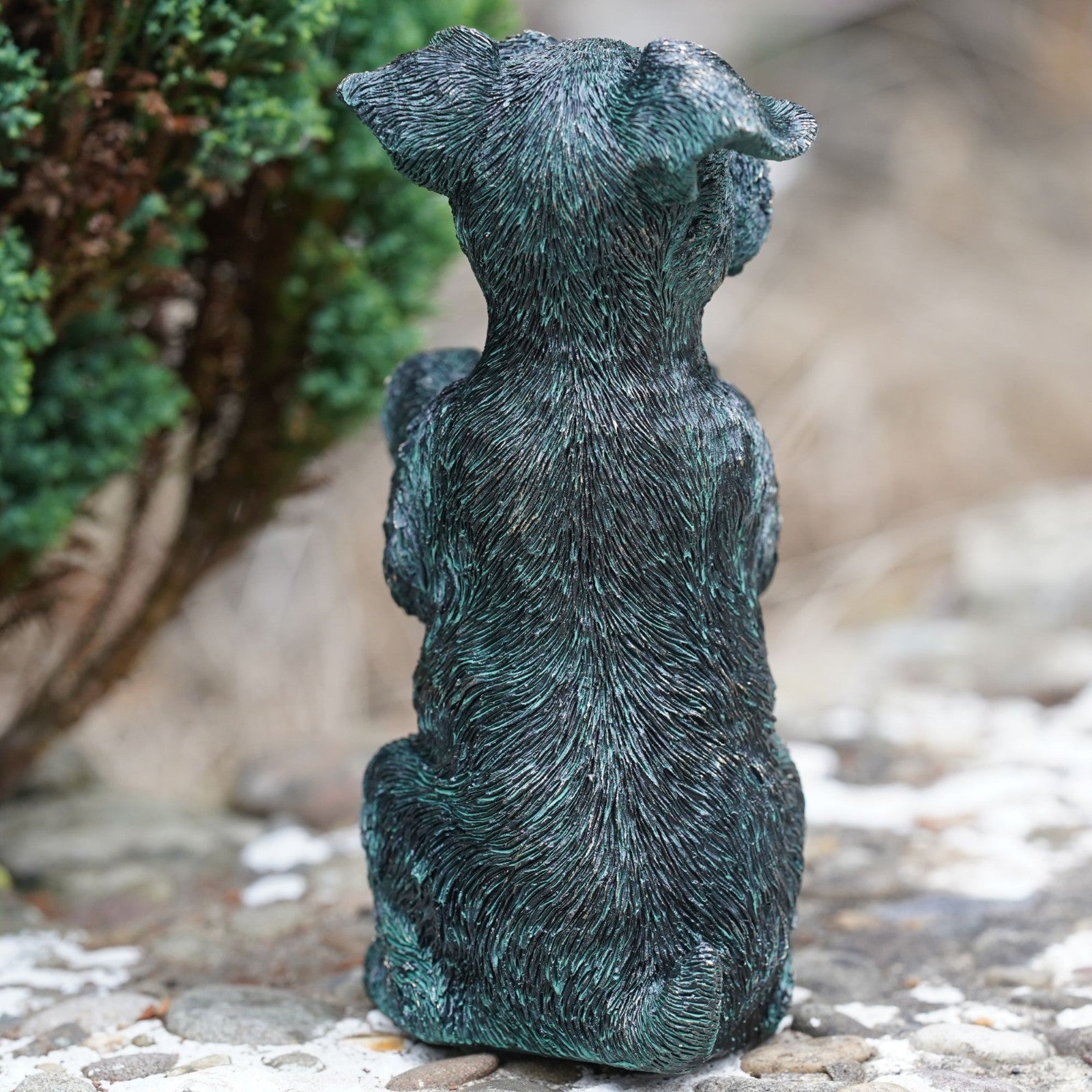 Begging Terrier Resin Puppy Dog Statue | Bronze Finish