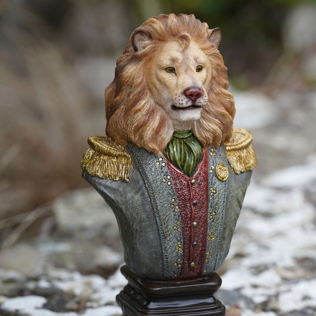 Lion Gentry Bust Resin Sculpture