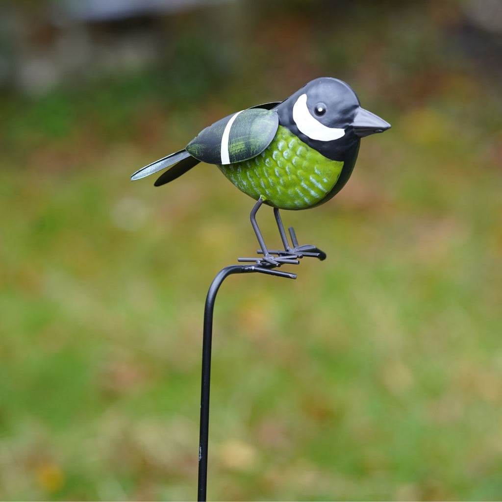 Greenfinch on Stick | Metal Garden Ornament