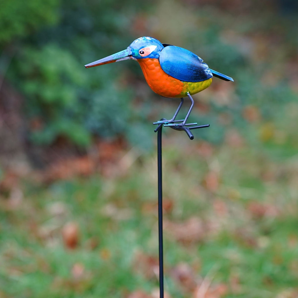 Kingfisher on Stick | Metal Garden Ornament