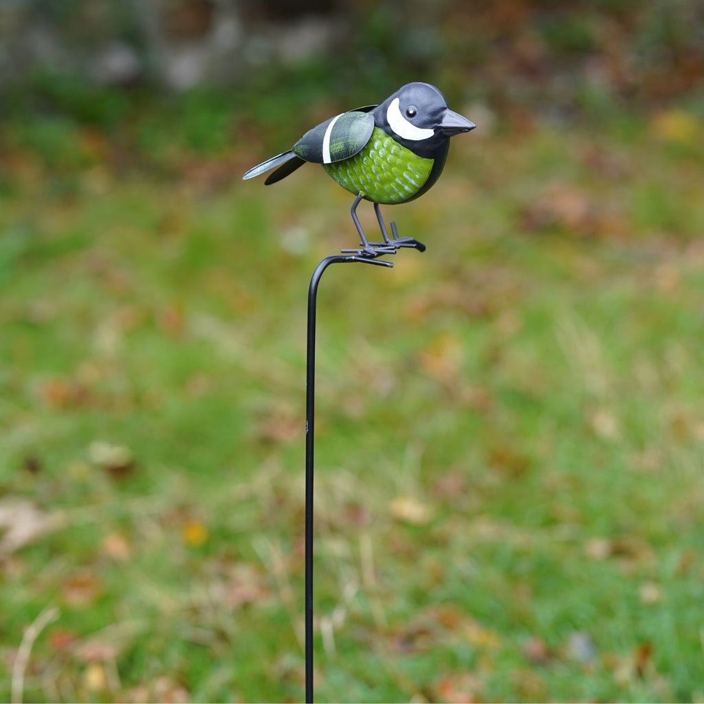 Greenfinch on Stick | Metal Garden Ornament