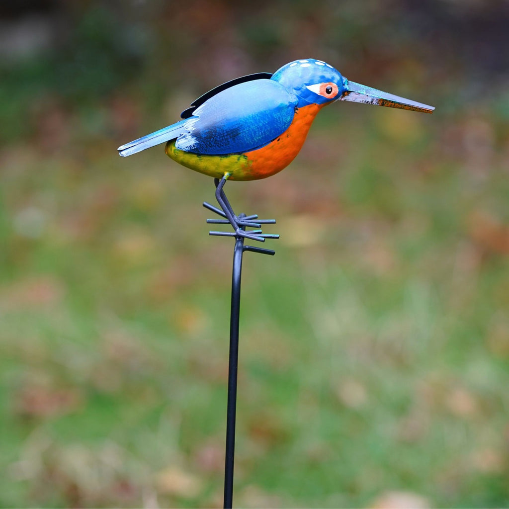 Kingfisher on Stick | Metal Garden Ornament