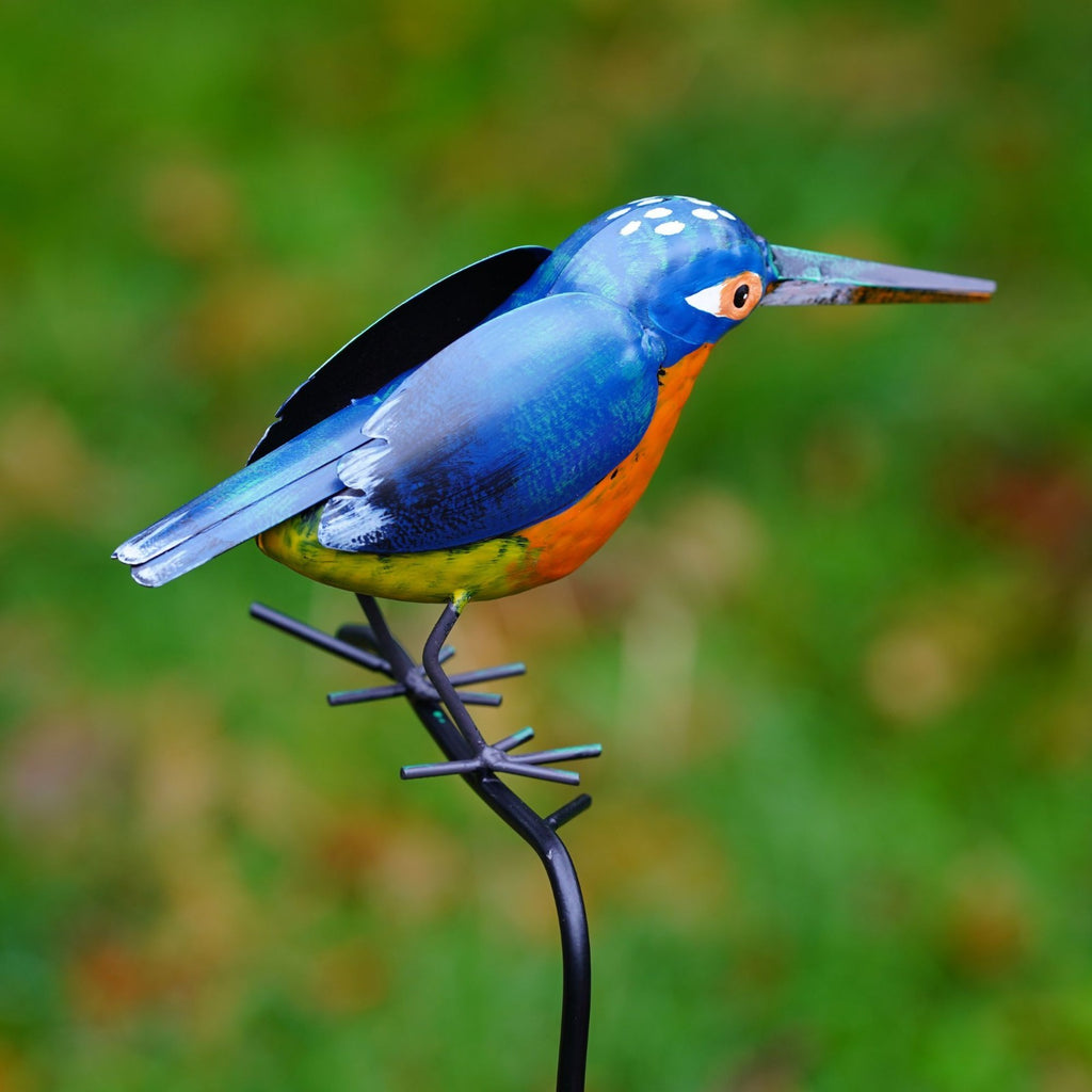 Kingfisher on Stick | Metal Garden Ornament