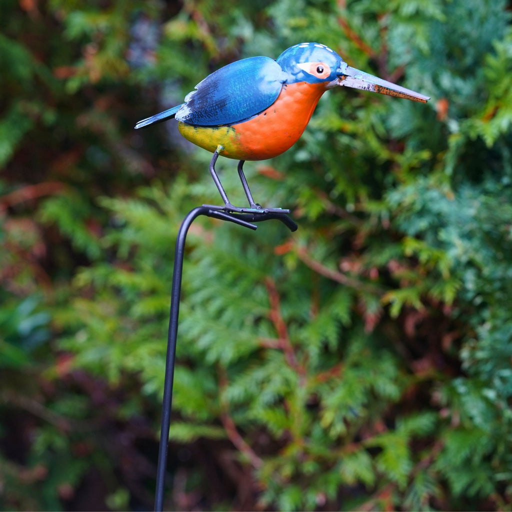 Kingfisher on Stick | Metal Garden Ornament