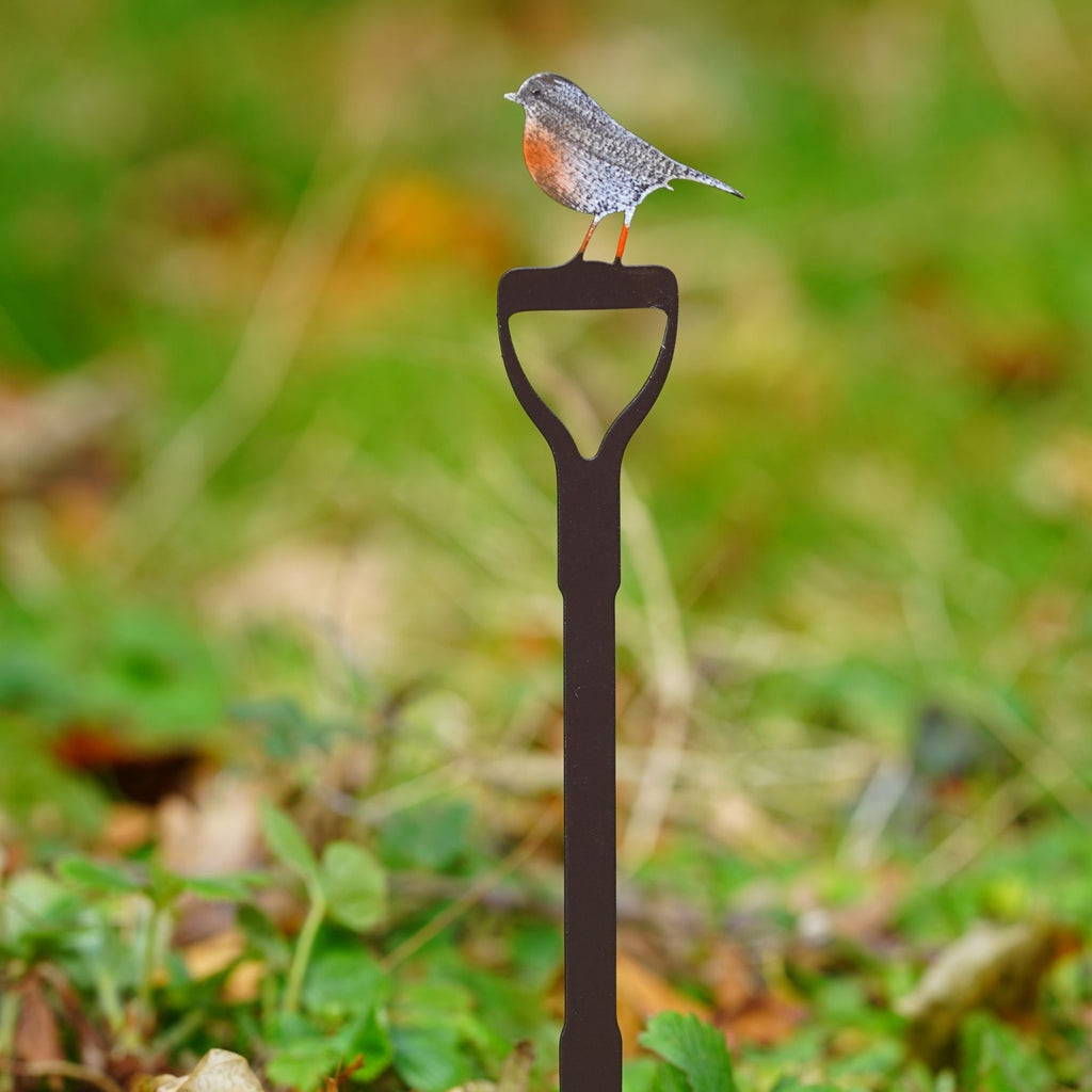 Set of 3 Mini Robin on Fork | Metal Garden Stake