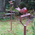 105cm Robin on Fork Metal Garden Ornament