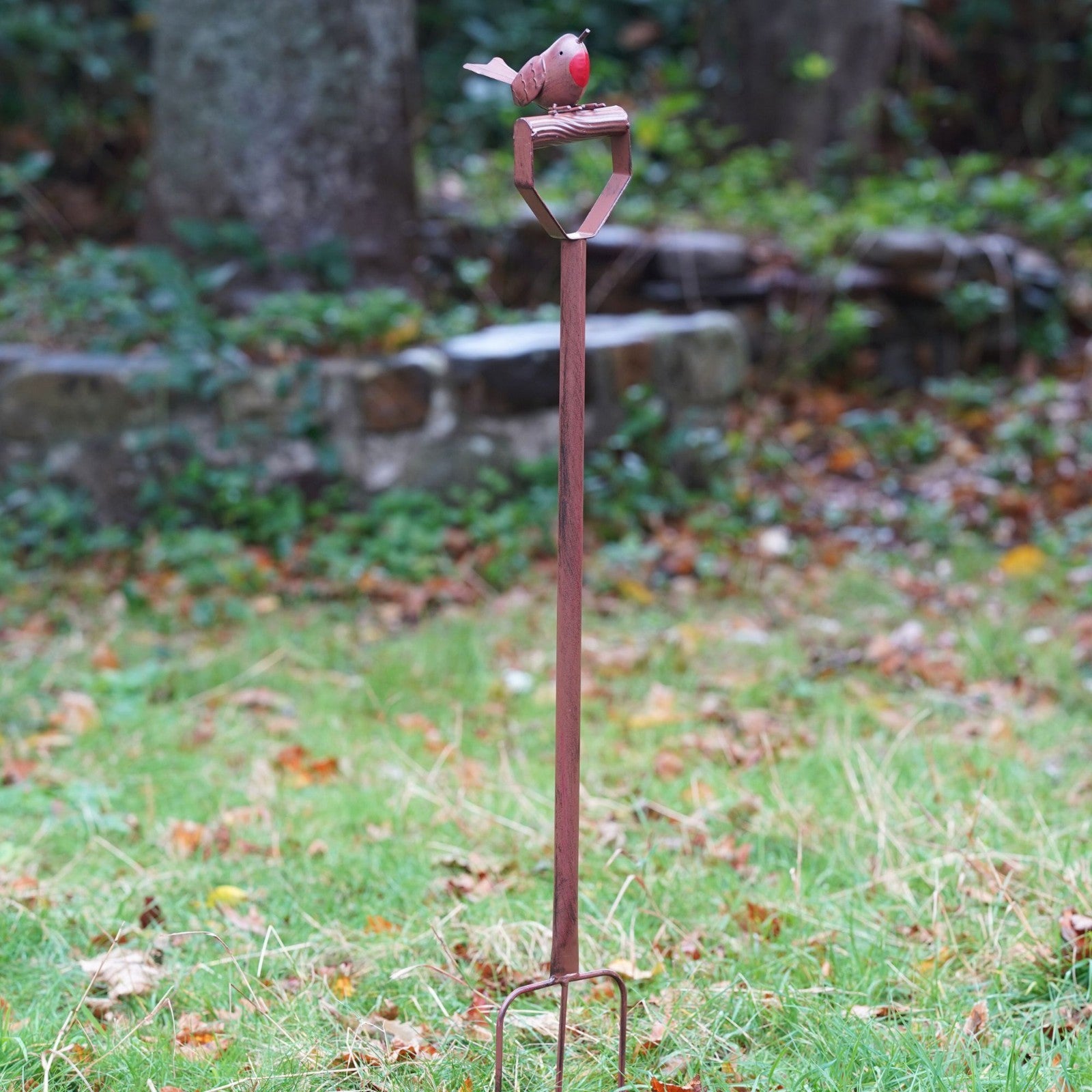 105cm Robin on Fork Metal Garden Ornament