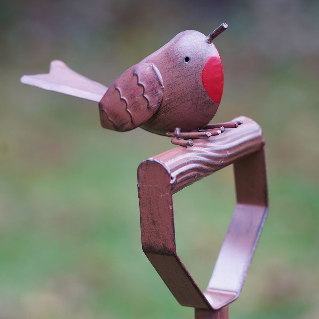 105cm Robin on Fork Metal Garden Ornament