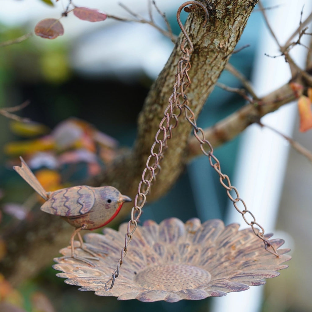 Hanging Robin Bird Feeder | Metal Garden Ornament