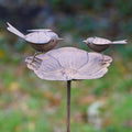 121cm Robin on Flower Birdbath | Metal Garden Ornament