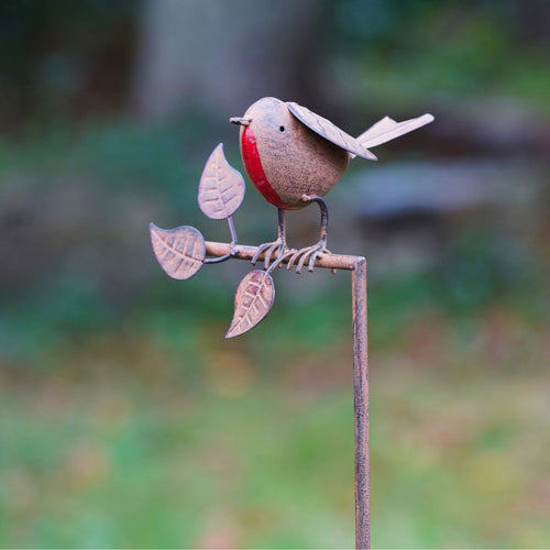1.2m Robin on Stake Metal Garden Ornament