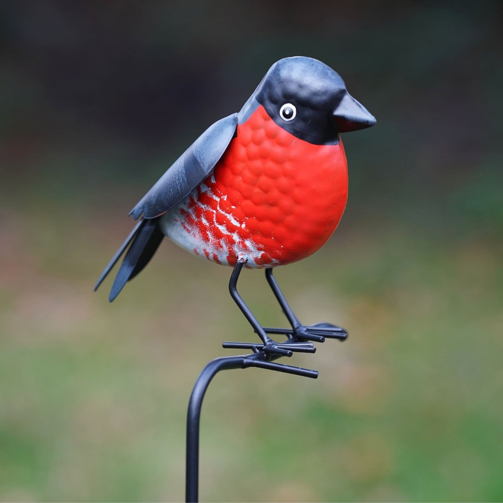 Bullfinch on Stick Metal Garden Ornament