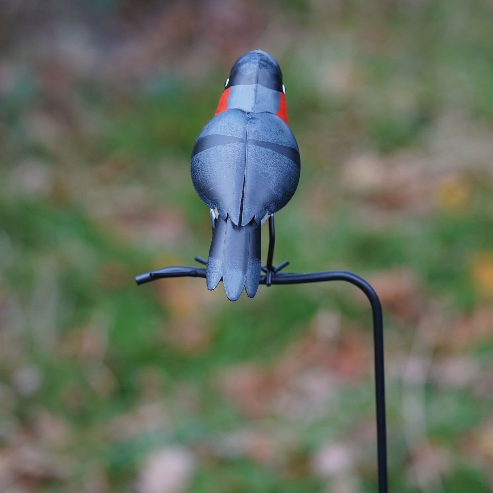 Bullfinch on Stick Metal Garden Ornament
