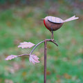 Robin on Branch Metal Garden Ornament