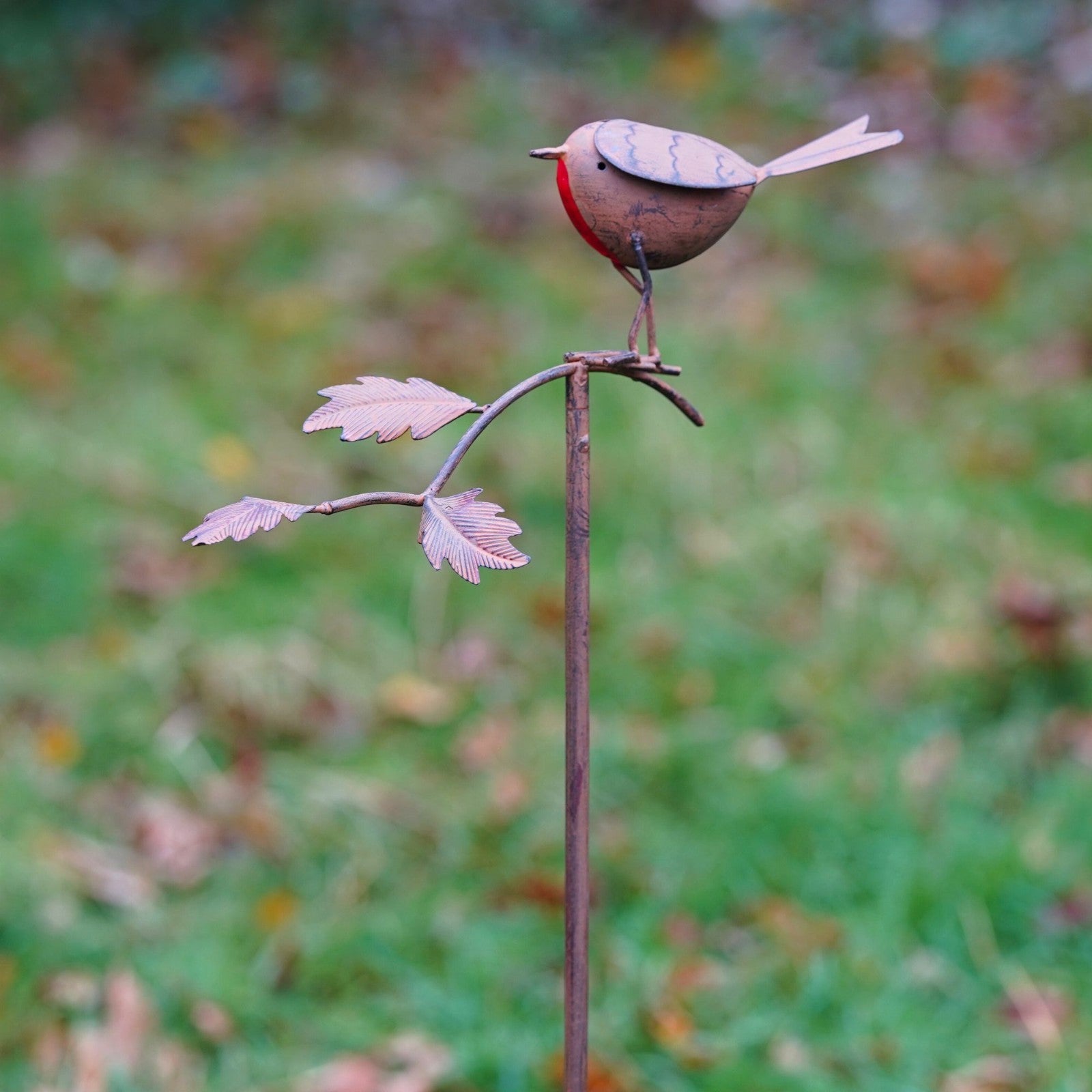 Robin on Branch Metal Garden Ornament