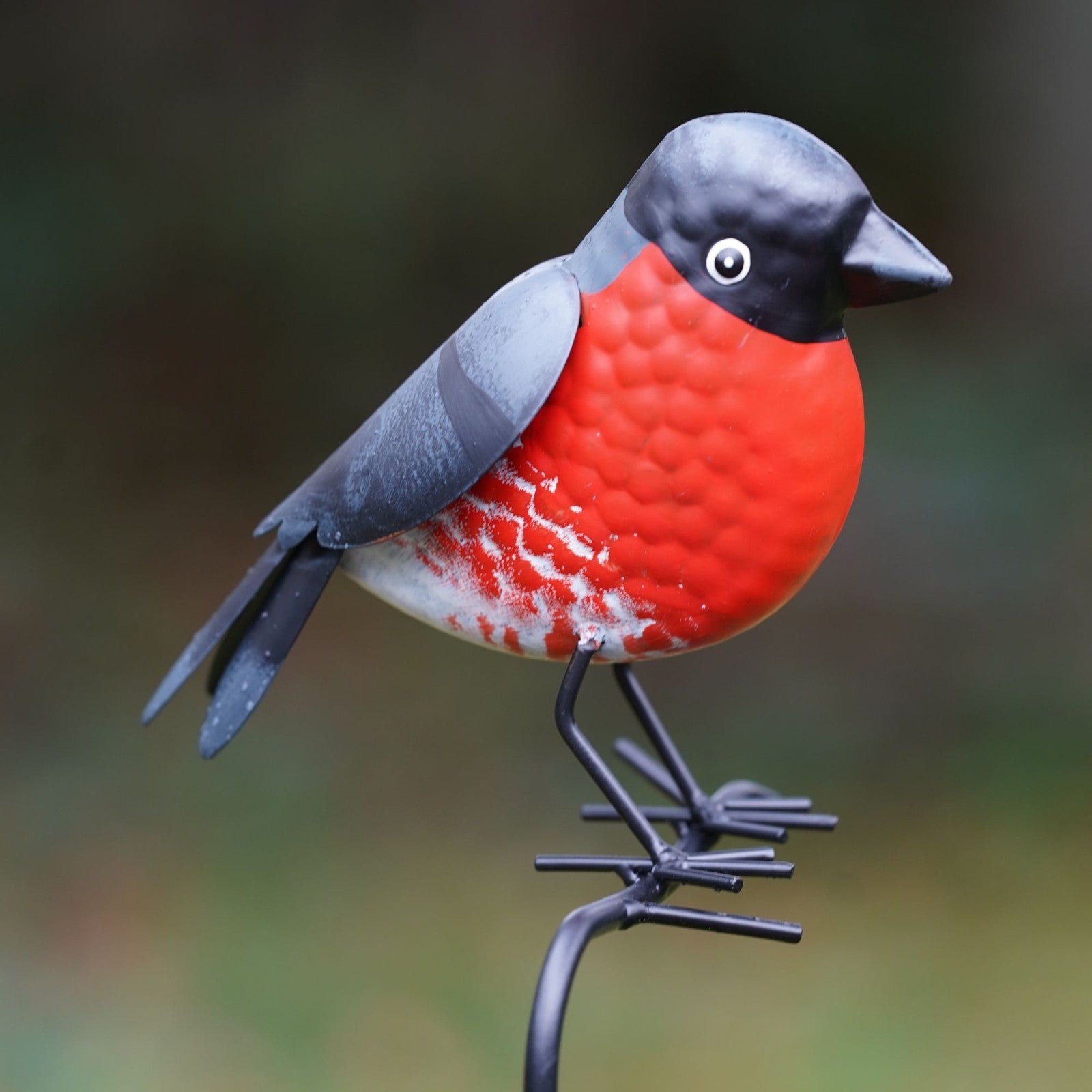 Bullfinch on Stick Metal Garden Ornament