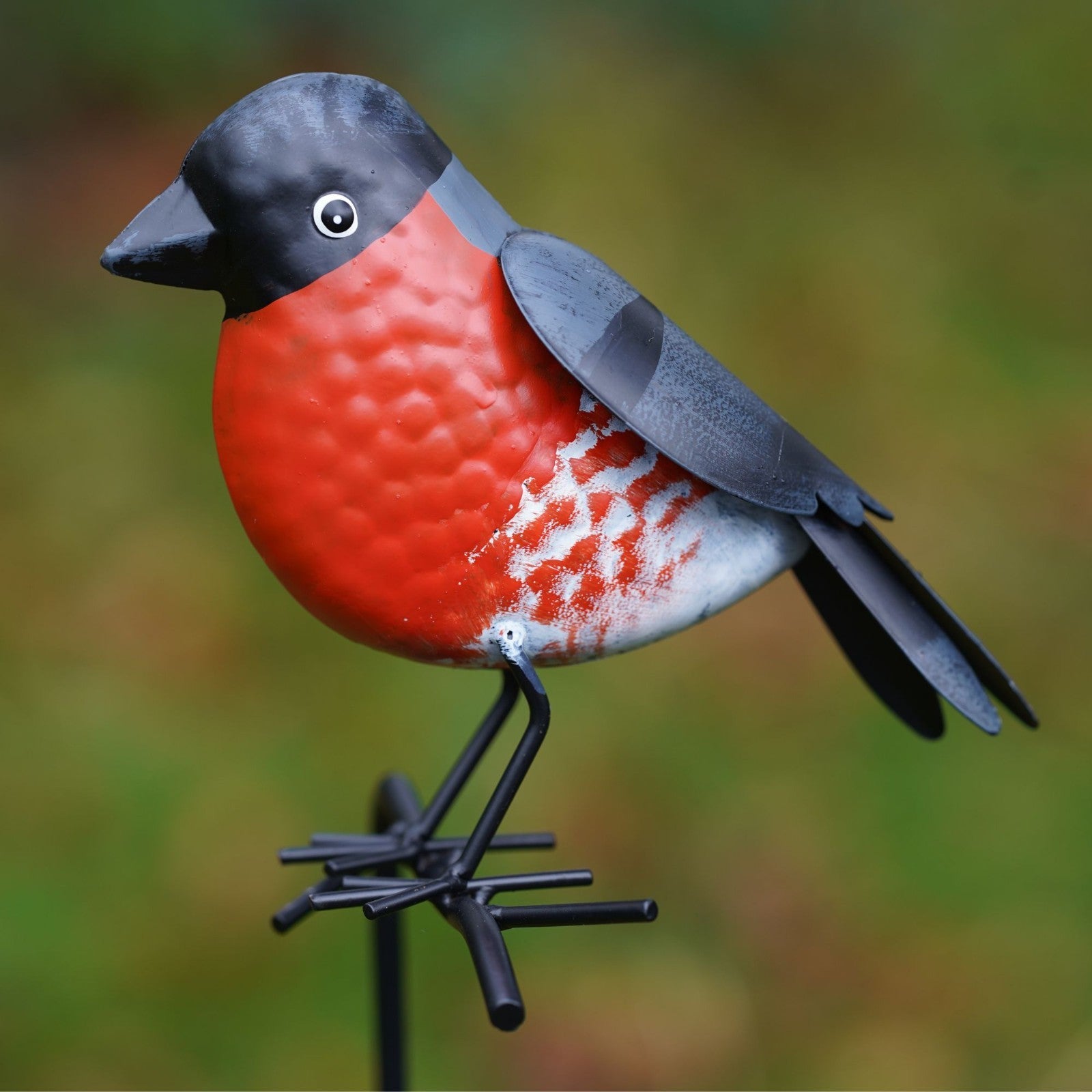 Bullfinch on Stick Metal Garden Ornament