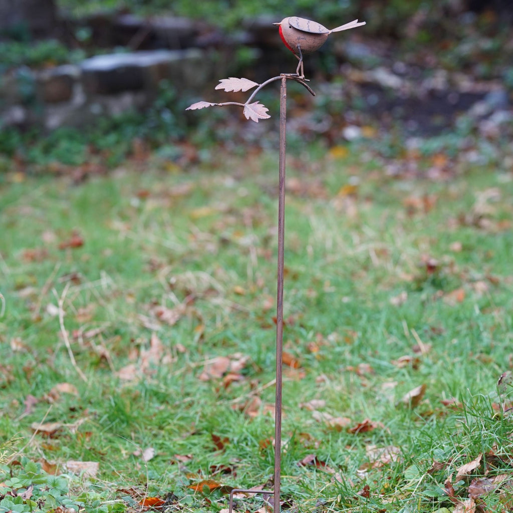 Robin on Branch Metal Garden Ornament