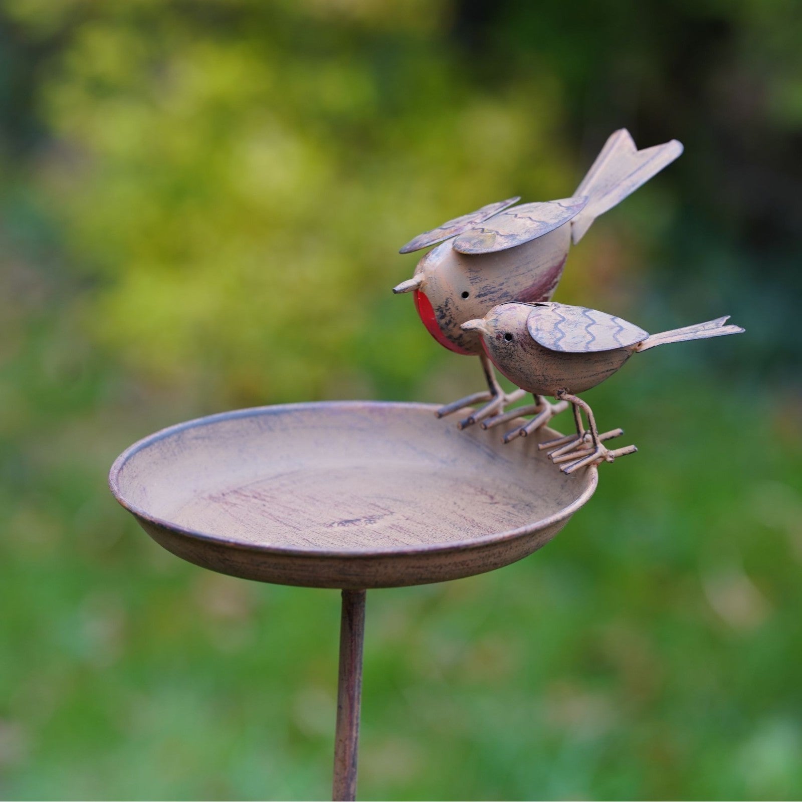 XL Robin Birdbath | Metal Garden Ornament