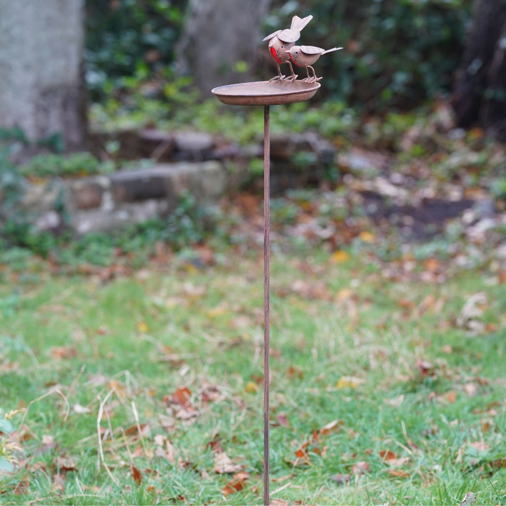 XL Robin Birdbath | Metal Garden Ornament