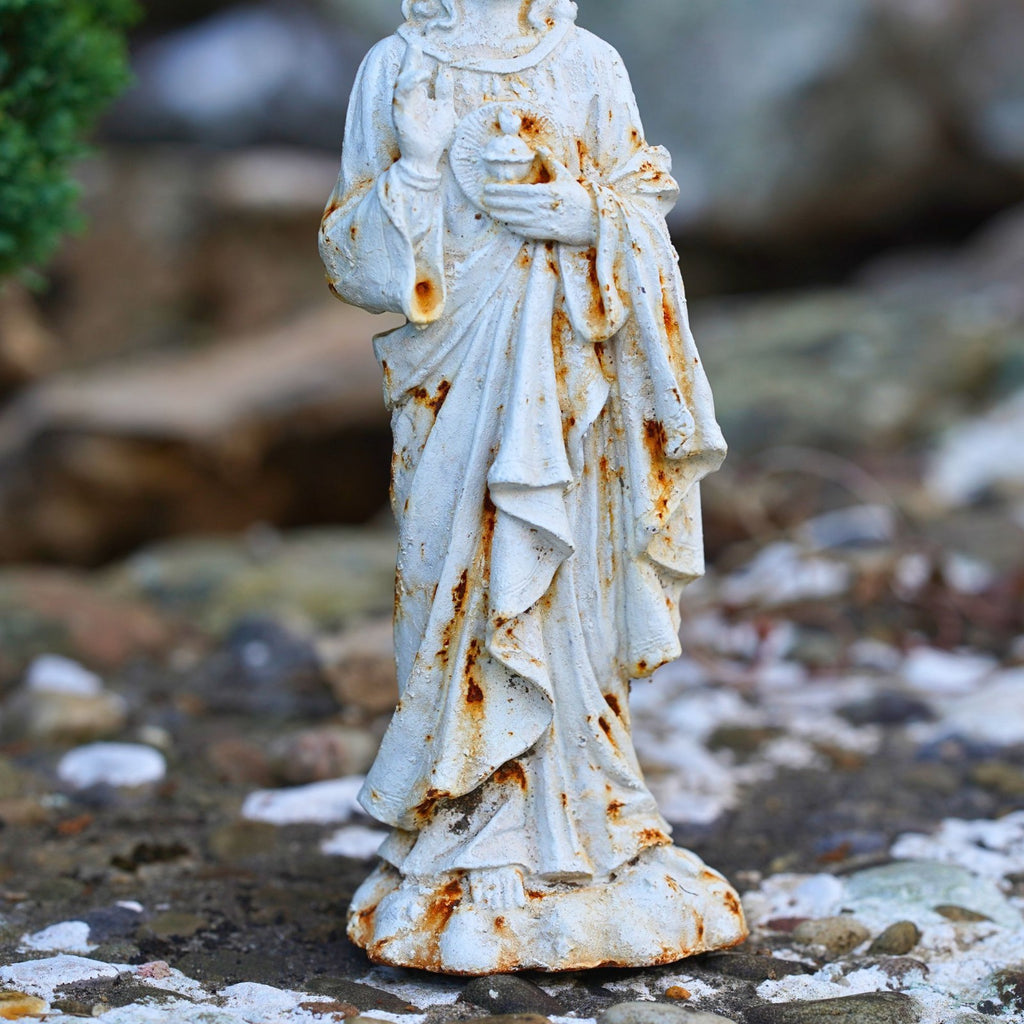 Cast Iron Jesus Statue | Antique Finish Religious Garden Ornament