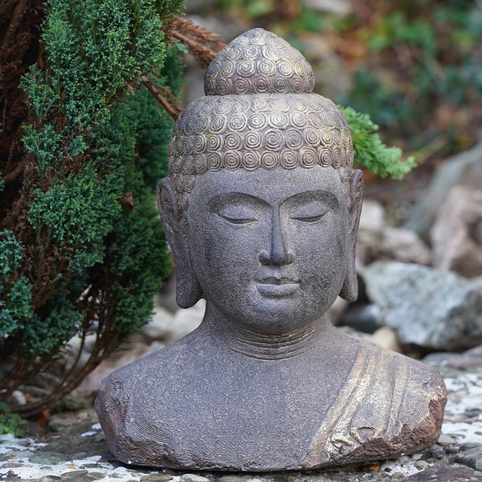 Large Buddha Bust Sculpture