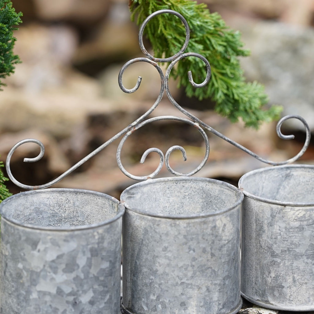 Trio of Zinc Planters Hanging Metal Flower Pot