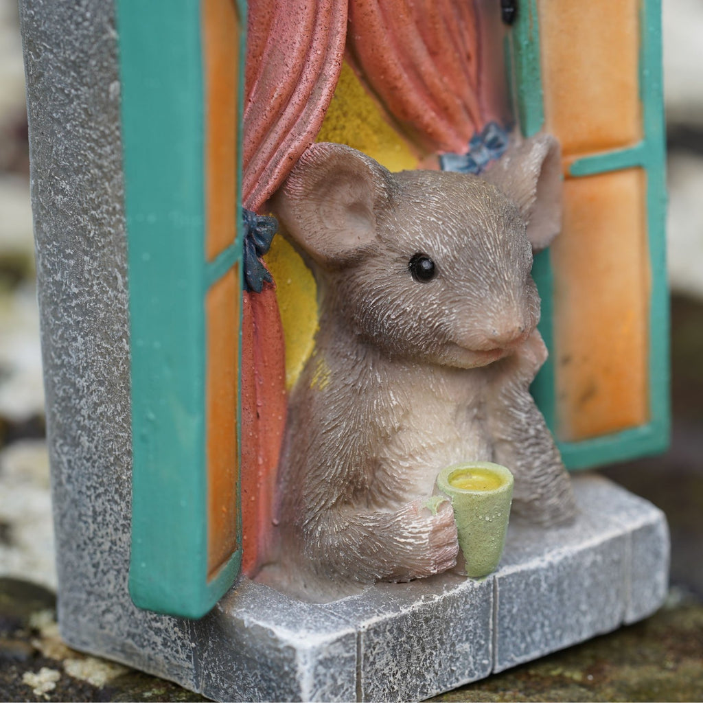 Mouse in Window Resin Statue