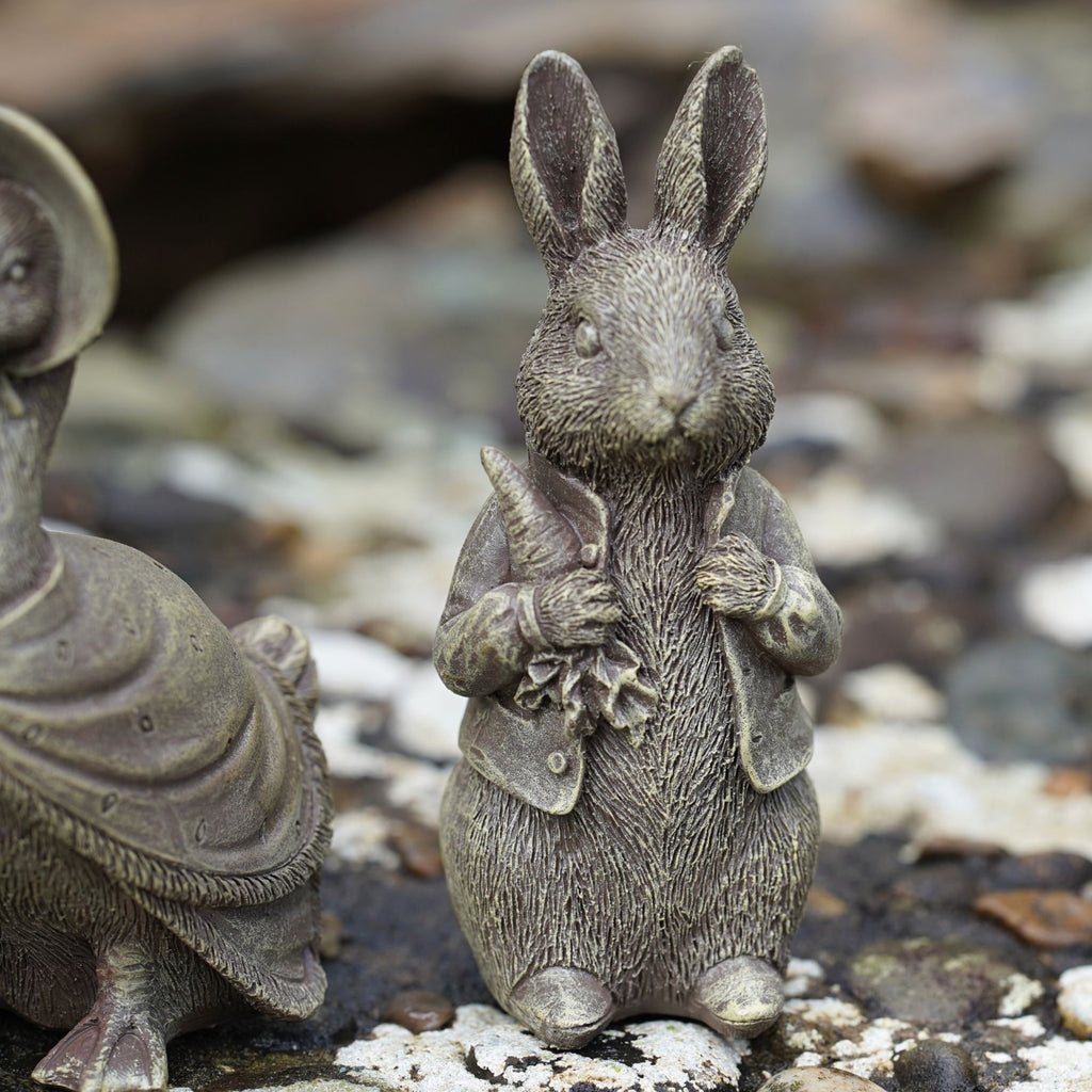 Set of 3 Beatrix Potter Garden Ornaments | Peter Rabbit, Jemima Puddle-Duck & Mrs Tiggy-Winkle | Bronze Resin