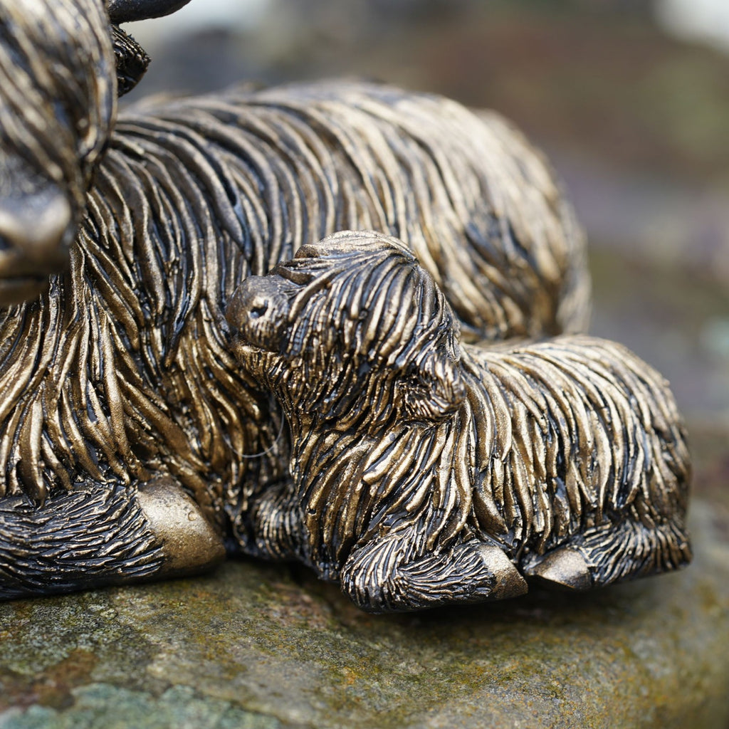 Highland Cow Family Resin Statue