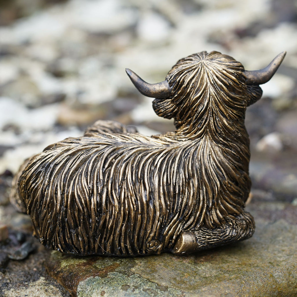 Highland Cow Family Resin Statue